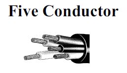 Five conductors cable w type ppe 600/2000 volts