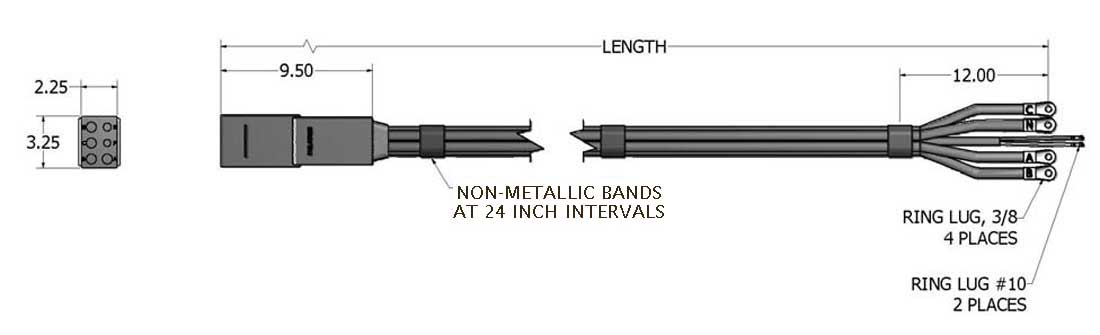 4 conductors with 2 control leads aviation cable