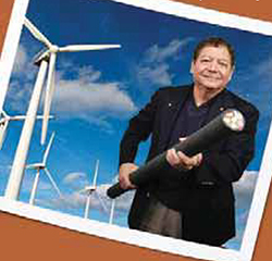 Phil Ramos Jr. Holding wind turbine cable